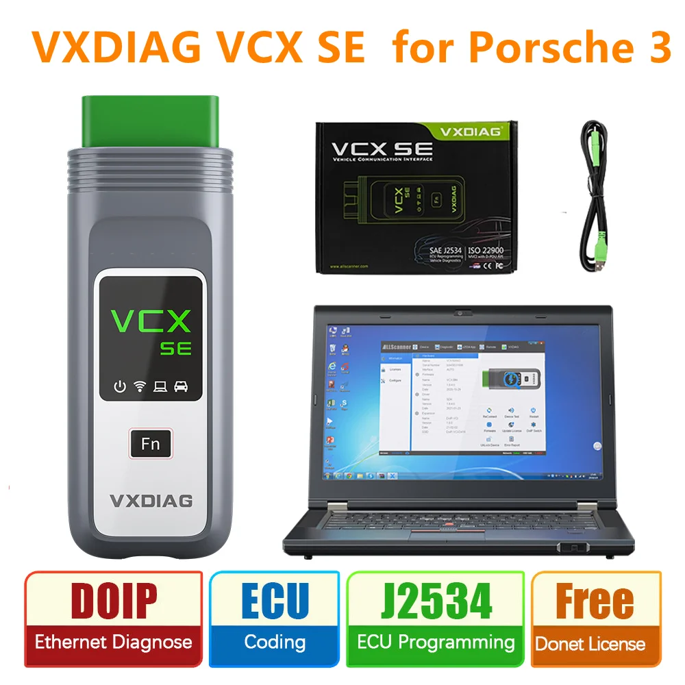 A + VXDIAG VCX SE VX608 для автомобилей Porsche 3 OBD2 DoIP все системы Диагностика OEM сканер J2534 Программирование ЭБУ кодирование лучшее качество