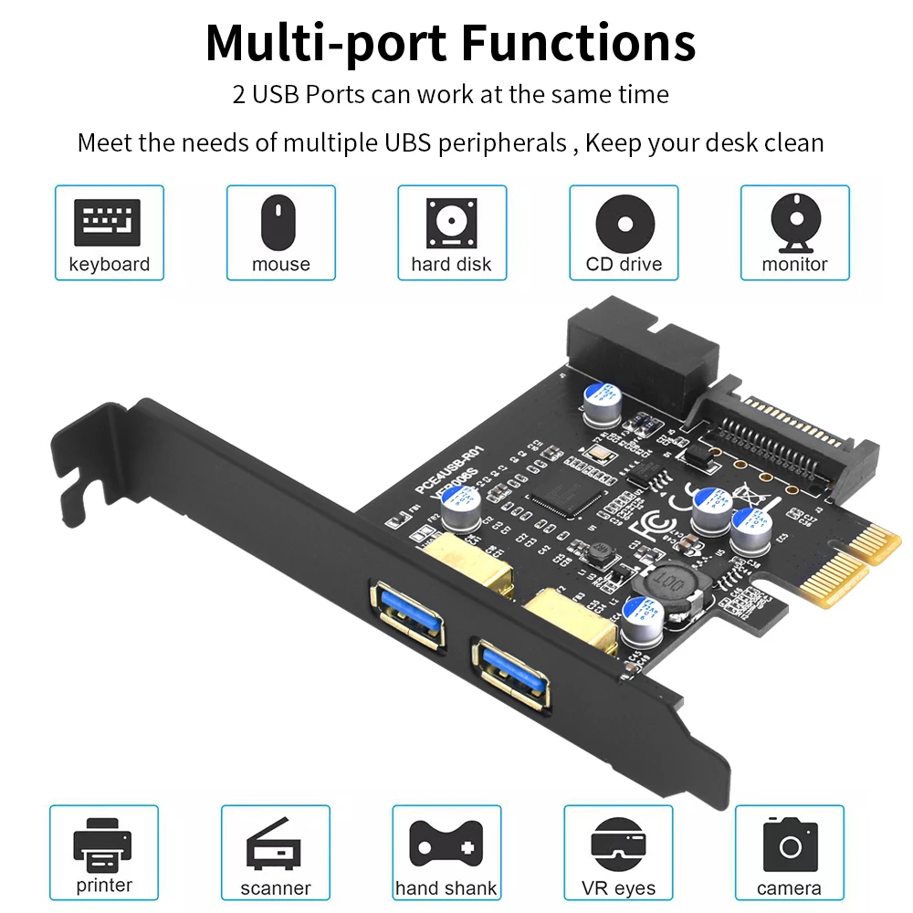 TISHRIC PCIE 1X к USB 3.2 2-портовый USB3.2 Gen 1 19-контактный адаптер карты расширения USB3.0-концентратор PCI-карта Mastercontrol D 720201 (art.: 3920cccfd68ad) - 3920cccfd68ad
