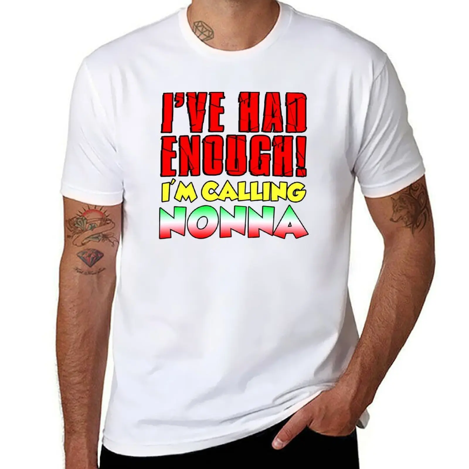 Футболка Had Enough I'm Calling Nonna Italian Grandchild, черная хлопковая футболка, простая мужская посылка, мужская футболка, хлопковая футболка