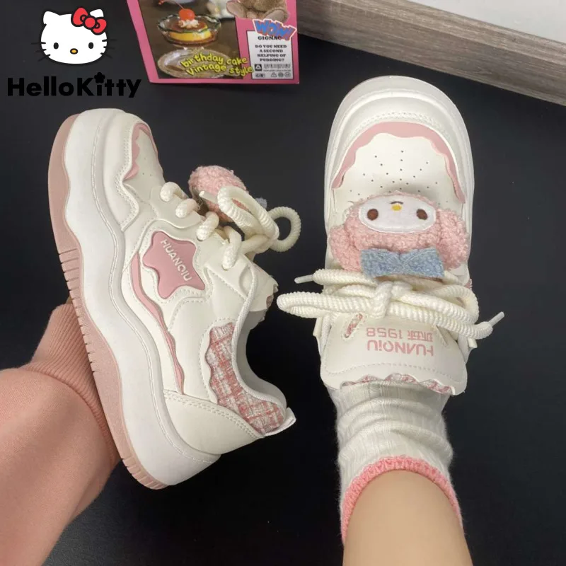 Sanrio Melody Kawaii хлеб женские новые модные дышащие кроссовки симпатичная плоская обувь Y2k преппи милые девушки Повседневная спортивная обувь