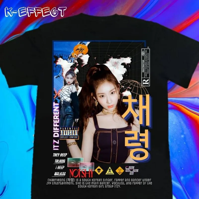 Kaos-Футболка Kpop ITZY Chaeryong unisexe для мужчин и женщин