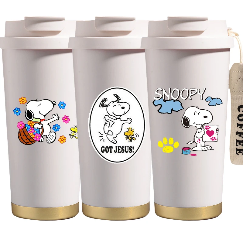Snoopy модный кофейный термос, 500 мл, портативный автомобильный дорожный герметичный термос из нержавеющей стали, изолированная кружка, бутылка, подарки
