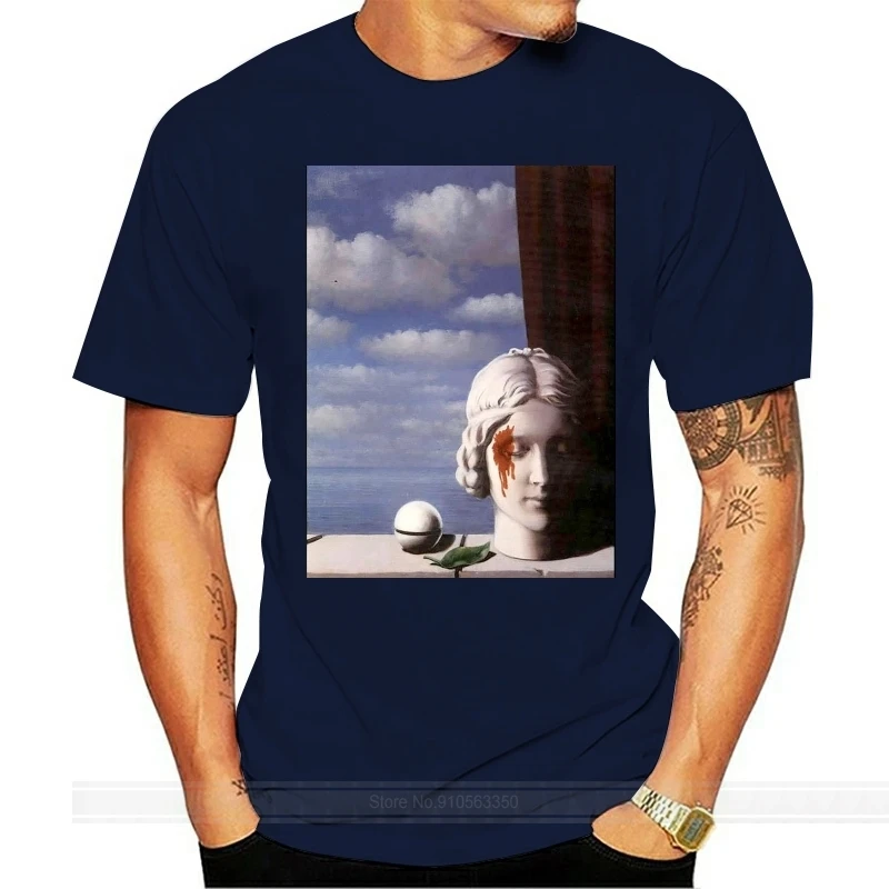 Футболка с эффектом памяти 1, мужская футболка Rene Magritte, хлопковая футболка, мужская летняя модная футболка европейского размера