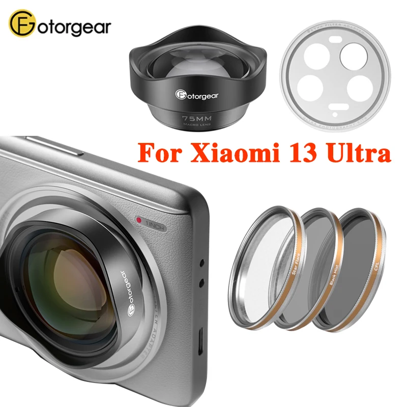 Fotorgear 17 мм Кольцо адаптера и 67 мм CPL/Черный Туман/Звезда фильтр для Xiaomi 13 ультра оригинальный зеленый/белый чехол для телефона