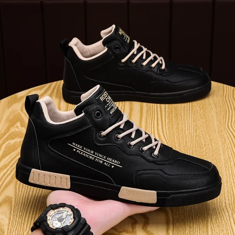 Men Sneakers Autumn Winter 2025 New Student Sports Skateboard Shoes Thick Sole Anti Slip Comfortable Lace Up Outdoor Work Shoes
