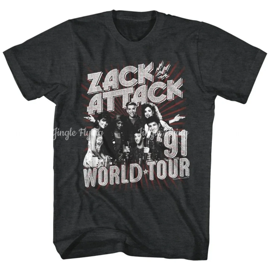 Рубашка Saved By The Bell Zack Attack World Tour '91 для взрослых, рубашка Heather, одежда из 100% хлопка, унисекс для взрослых