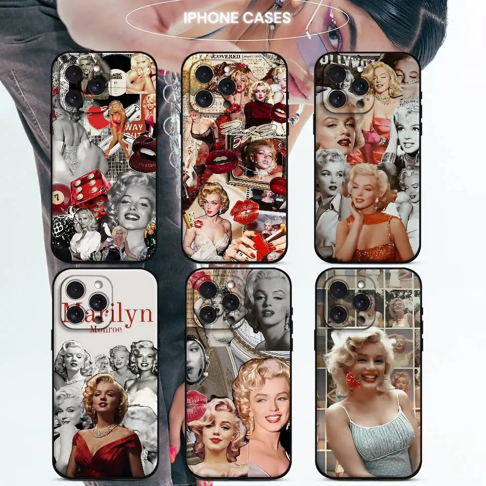 M-Marilyn Monroe Phone Case For Iphone 16 15 11 13 14 Pro Max 7 8 Plus X Xr Xs Max 12mini Black Shell Cover Case Чехлы и чехлы для мобильных телефонов