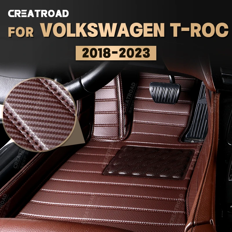 Коврики из углеродного волокна на заказ для VW Volkswagen T-ROC 2018-2023 19 20 21 22, ковер для ног, автомобильные аксессуары для интерьера