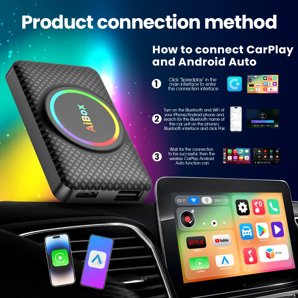 Фото Smart Ai Box Android 13, беспроводной Android Auto CarPlay HDMI для Youtube Cadillac Nexflit TV Box для Opel Mazda Volvo Kia Frod LDV №5