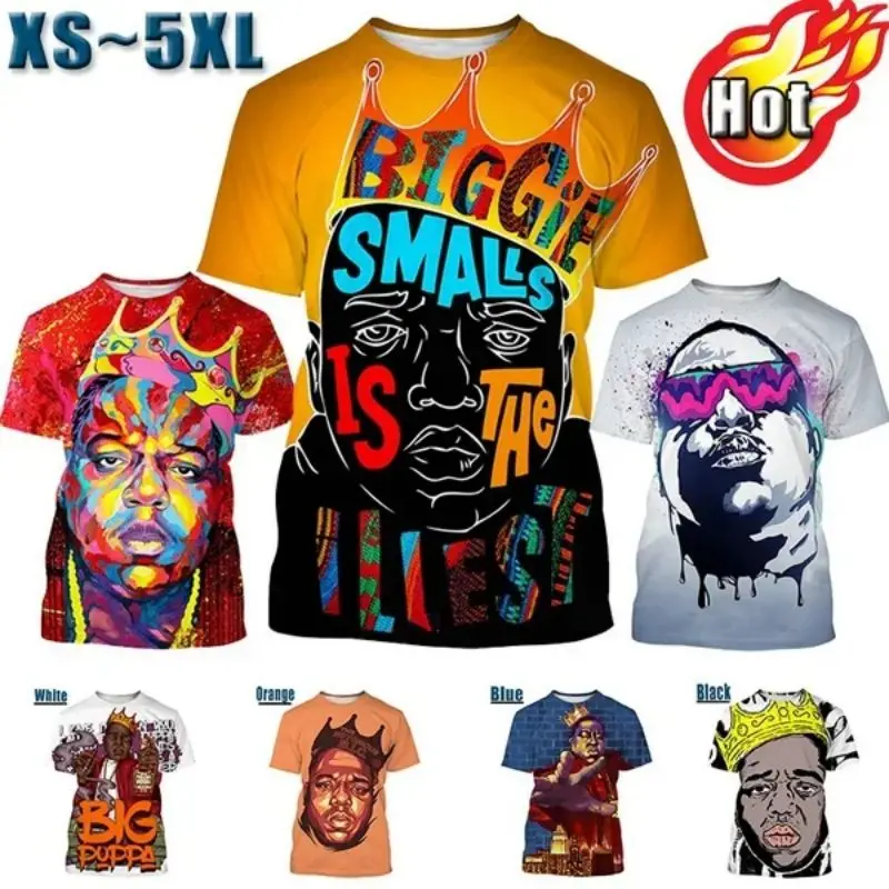 Летние футболки Biggie Smalls с 3D принтом, Лидер продаж, модная мужская футболка, известная версия i.g, повседневные топы