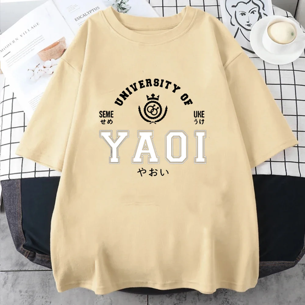 Футболка Yaoi University, летняя мужская футболка в стиле аниме, мужская спортивная футболка Haraderas Kawaii, одежда
