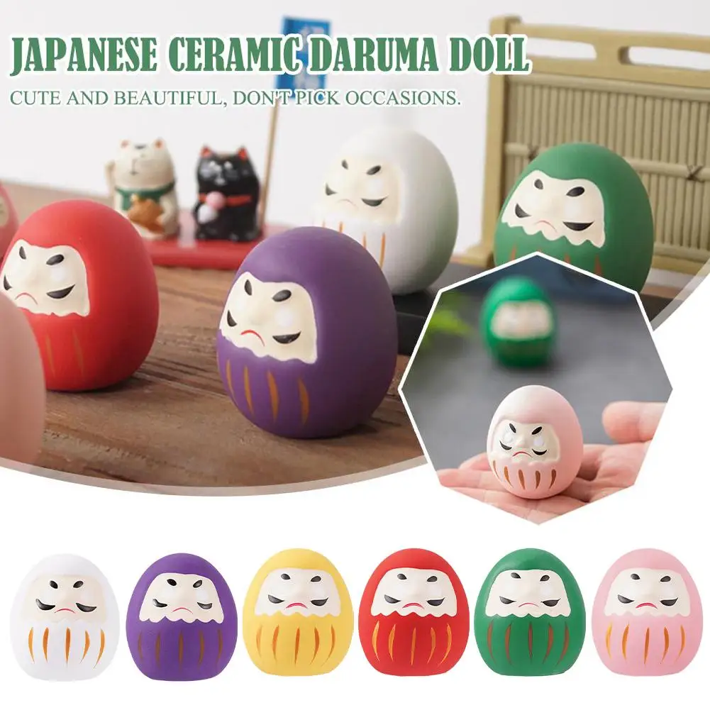 Горячие японские керамические поделки Daruma, 6 цветов, Lucky Charm, миниатюрные подарки для дома, аксессуары для стола, пейзажа, декор, популярный удачу U4T0
