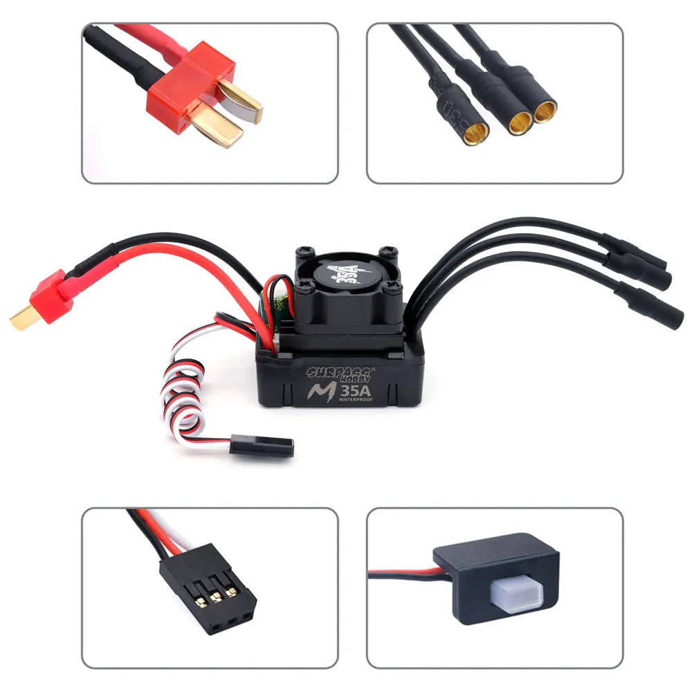 Фото Модернизированный SURPASS-HOBBY M35A ESC 2-3S Встроенный водонепроницаемый регулятор скорости BEC Подходит для игрушечных машин 1/16 1/18 №2