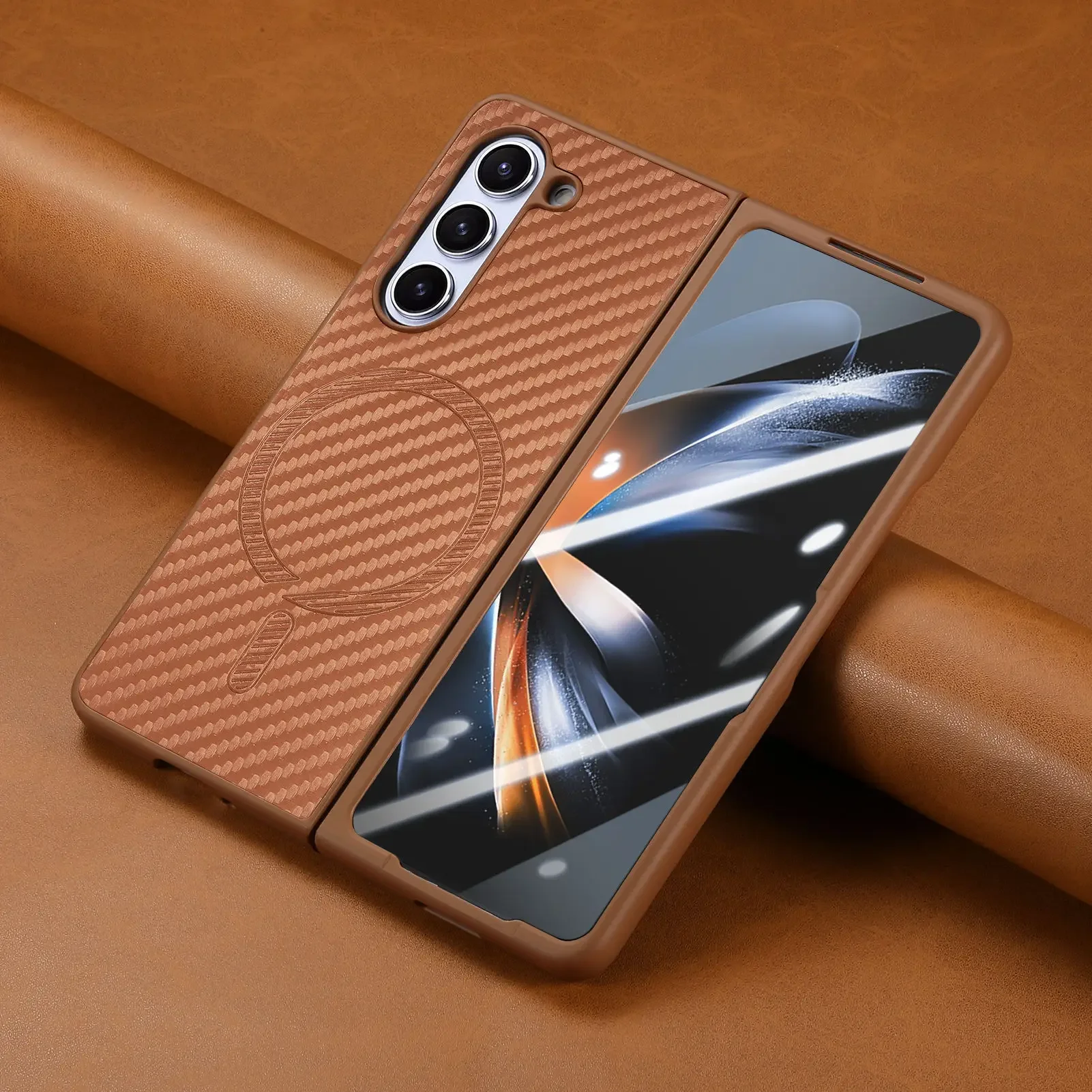Чехол из углеродного волокна для Samsung Galaxy Z Fold6/5/4, чехол для телефона, магнитный чехол для беспроводной зарядки, защитный чехол ZFold6