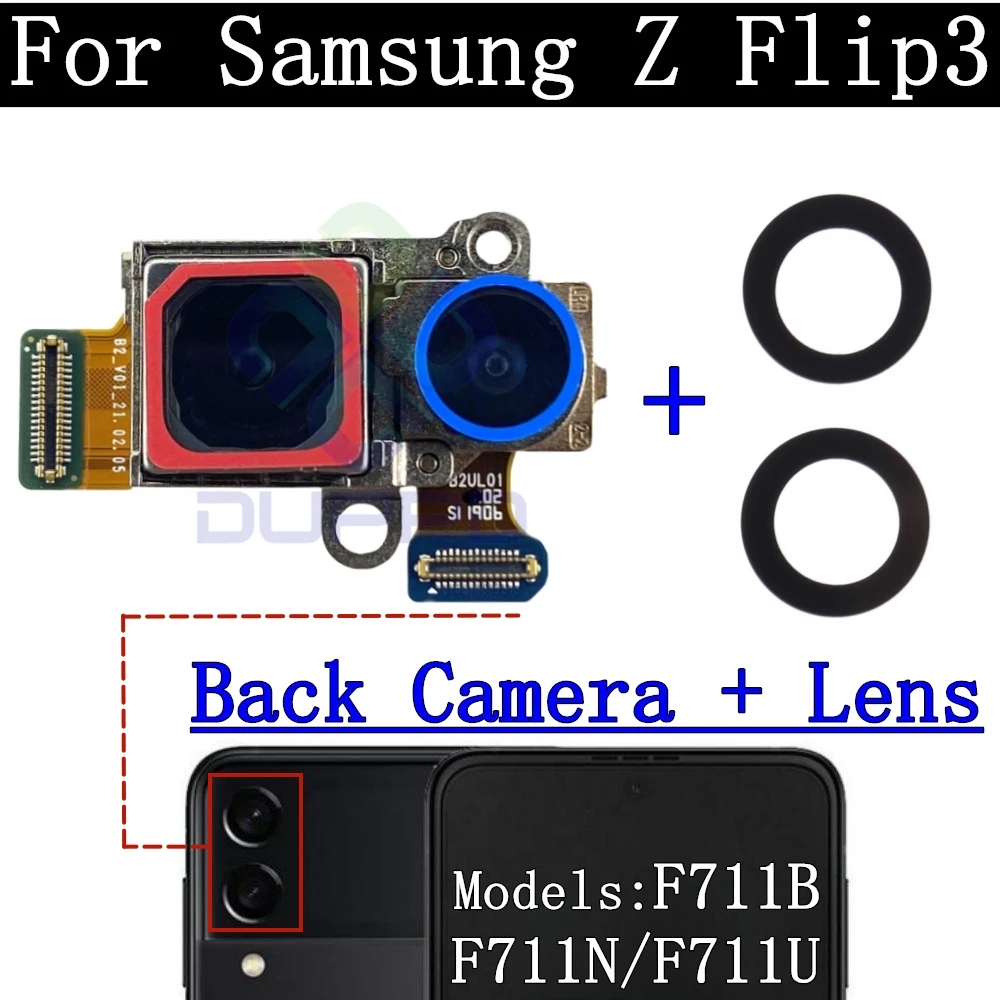 Фото Модуль задней камеры гибкий кабель для Samsung Galaxy Z Flip3 Flip4 Flip5 Flip 5G 3 4 5 запасные части для передней и задней камеры №3