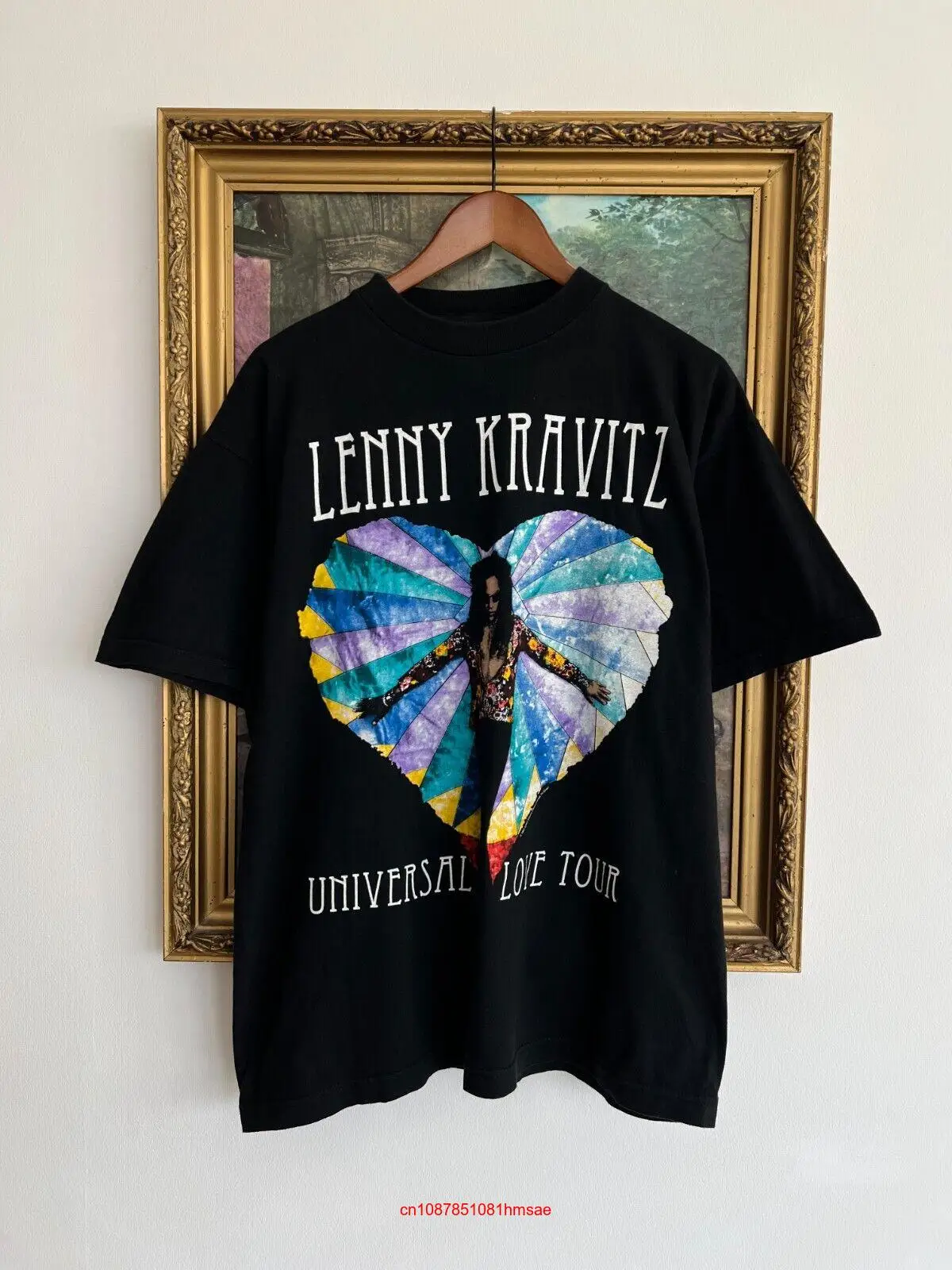Винтажная универсальная черная футболка с длинным или коротким рукавом Lenny Kravitz 1993