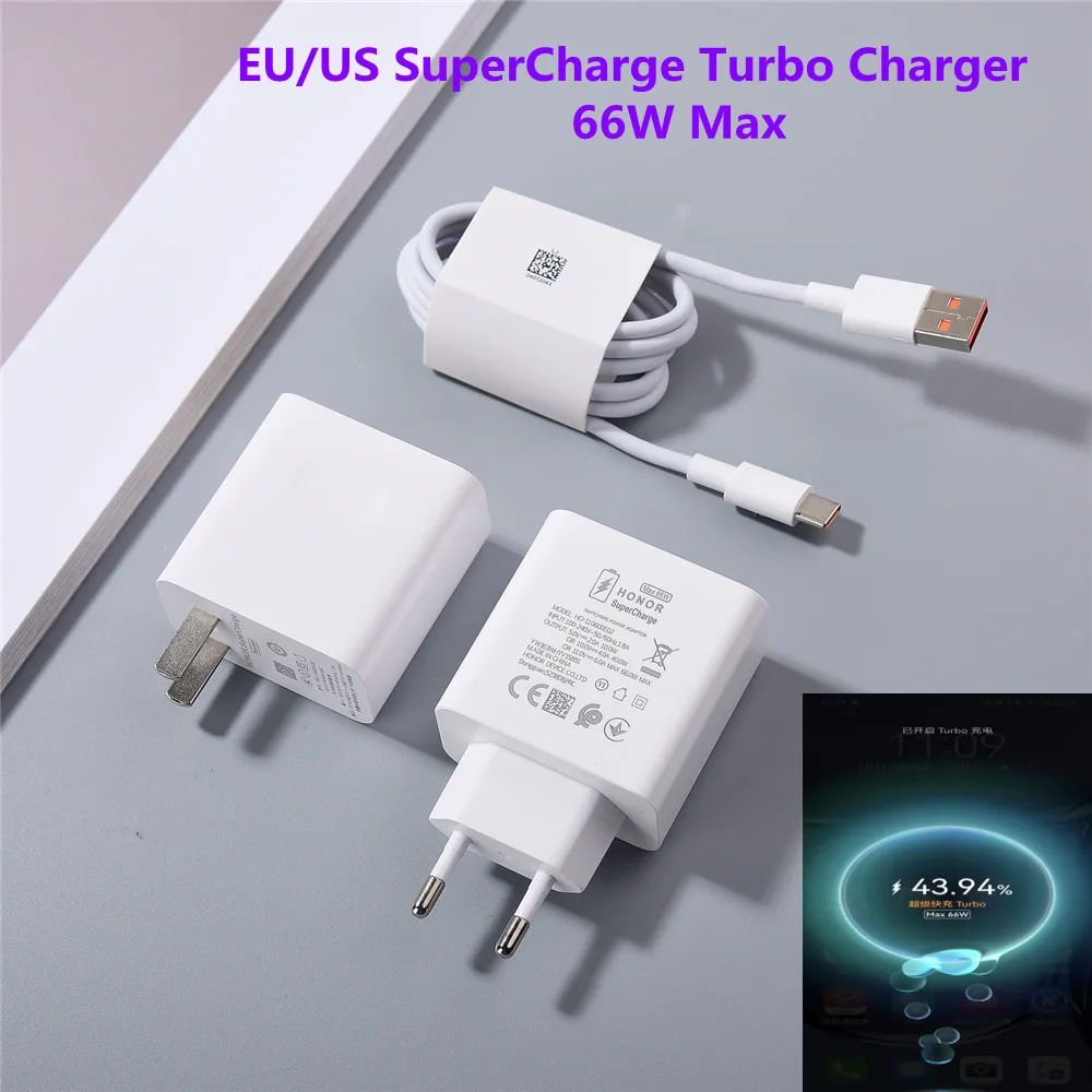 Супербыстрое зарядное устройство 66 Вт EU US SuperCharge для Honor 90 80 70 60 50 Pro Magic6 5 4 X8 1M 1,5M 6A USB-C Type C Кабель для быстрой зарядки