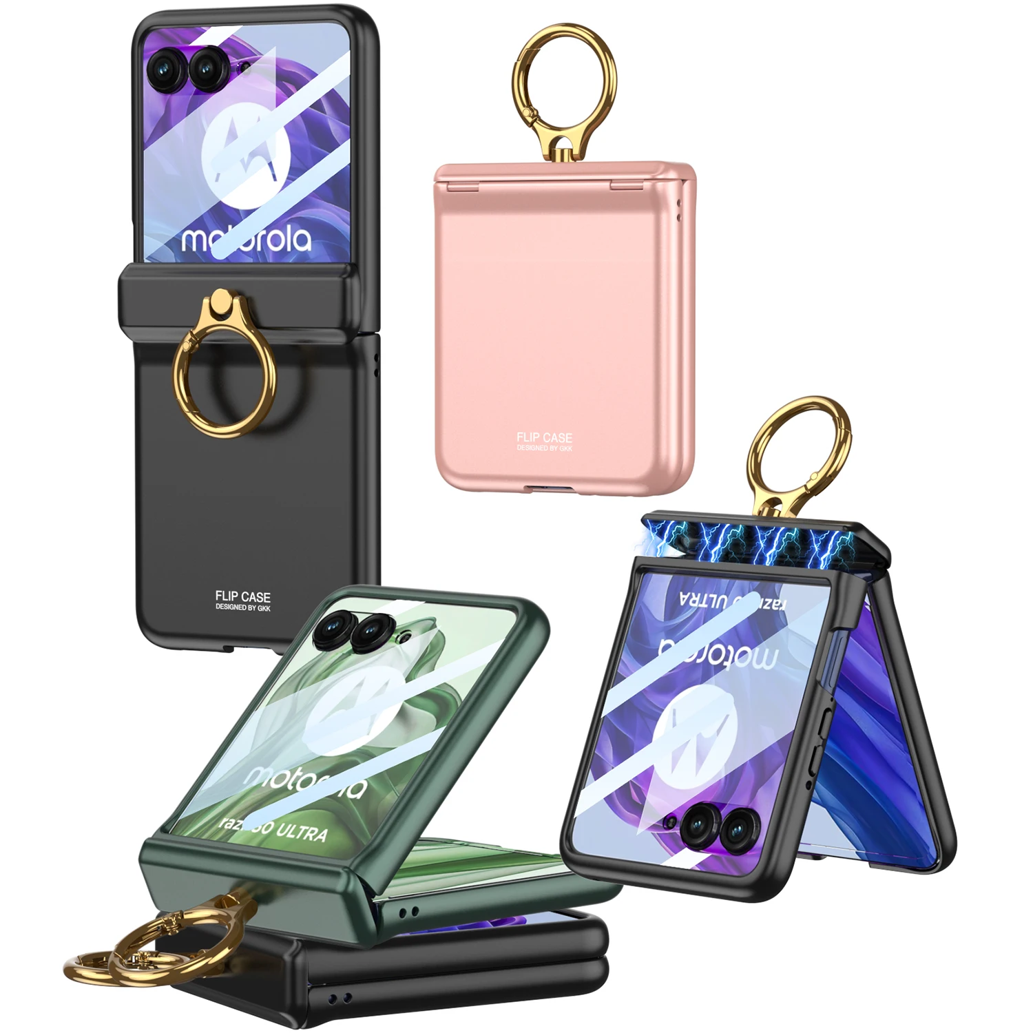Ультратонкий чехол для Motorola Razr 50 50, ультрамагнитный складной шарнирный кольцевой кронштейн с защитой экрана, противоударный чехол для телефона