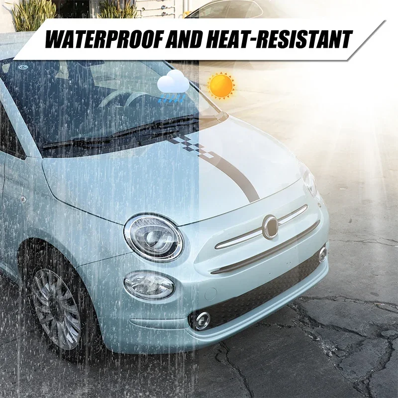 Наклейка на панель капота автомобиля из ПВХ для Fiat 500 2008-2023 Abarth 595 695 2012-2017 2018 2019 2020 2021 2022 2023 Черный