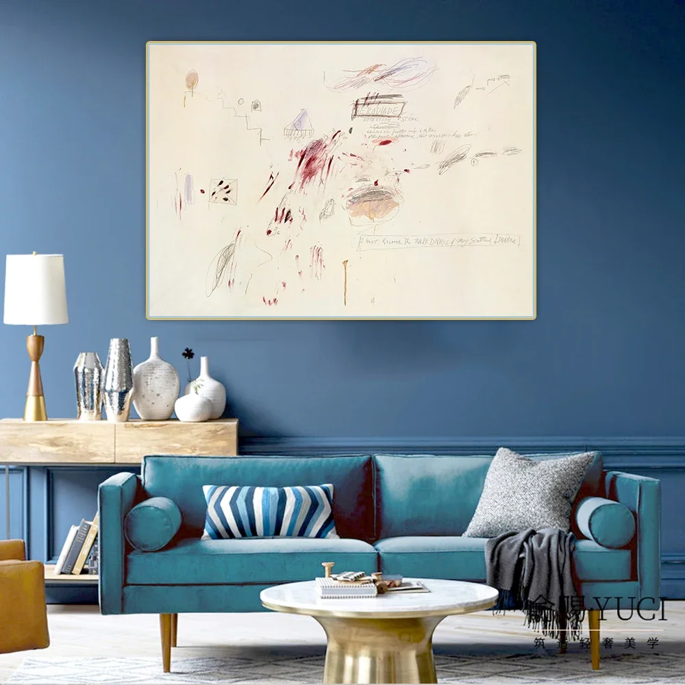 Фото Citon Cy Twombly 《Herodiade.1960》холст Картина маслом Картина Плакат Картина Настенный фон Декор Домашние украшения №4