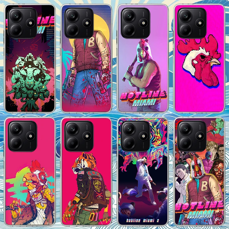 Чехол для телефона Game Hotline Miami для Xiaomi Redmi Note 14 13 12 11 Pro Plus 12S 11S 11T 11E 14S 10S 9S с мягким принтом, чехол Fundas