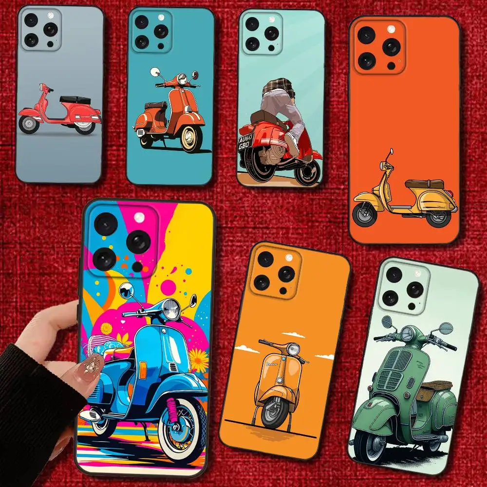 Чехол для телефона V-VespaS Scooter для iPhone 16e,16,15,14,13,12,11,Pro,X,XS,Max,XR,Plus,Mini Soft Black Cover