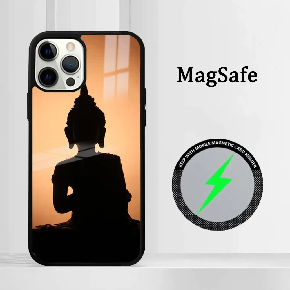 Фото Буддизм Будда Ом Хамса дзен телефон для iPhone16 15 14 13 12 11 Pro Max Plus мини зеркало Магнитный чехол №2