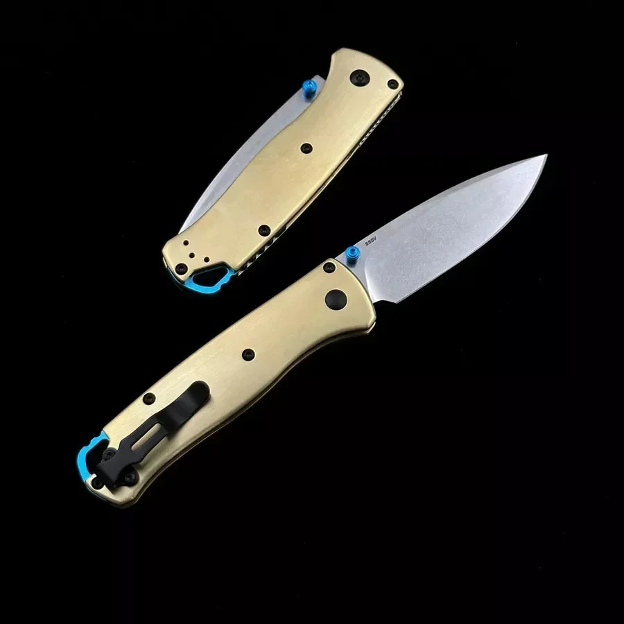 Фото BM BUGOUT 535-3 Складной нож с латунной ручкой для улицы Mark S90V Blade EDC Охота Кемпинг Тактические ручные ножи для выживания №4