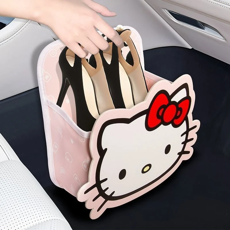 MINISO Kawaii аниме Hello Kitty Kuromi My Melody автомобильная коробка для обуви второй пилот коробка для хранения обуви милый автомобиль в хранении женская сумка подвесная