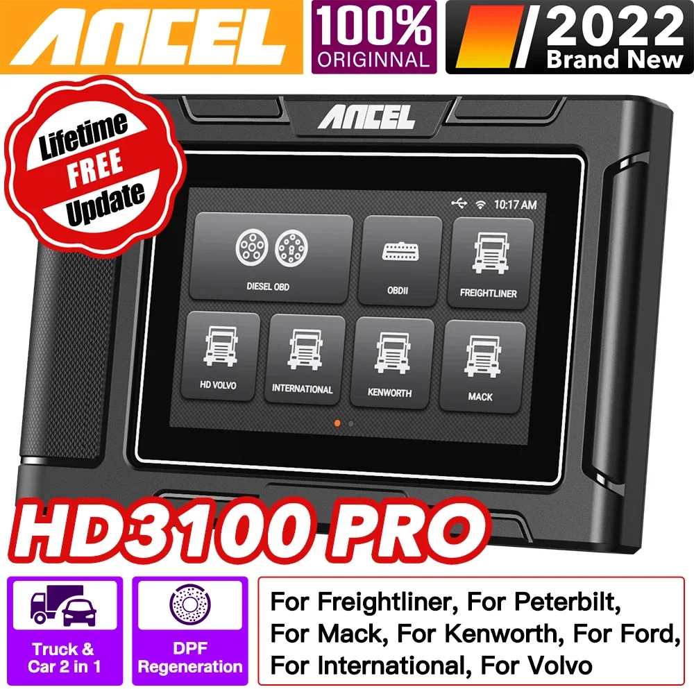 Диагностический сканер Ancel HD3100 Pro для тяжелых грузовиков, OBD2 сканер DPF, инструмент для регенерации, OBD2 считыватель кодов для американской версии