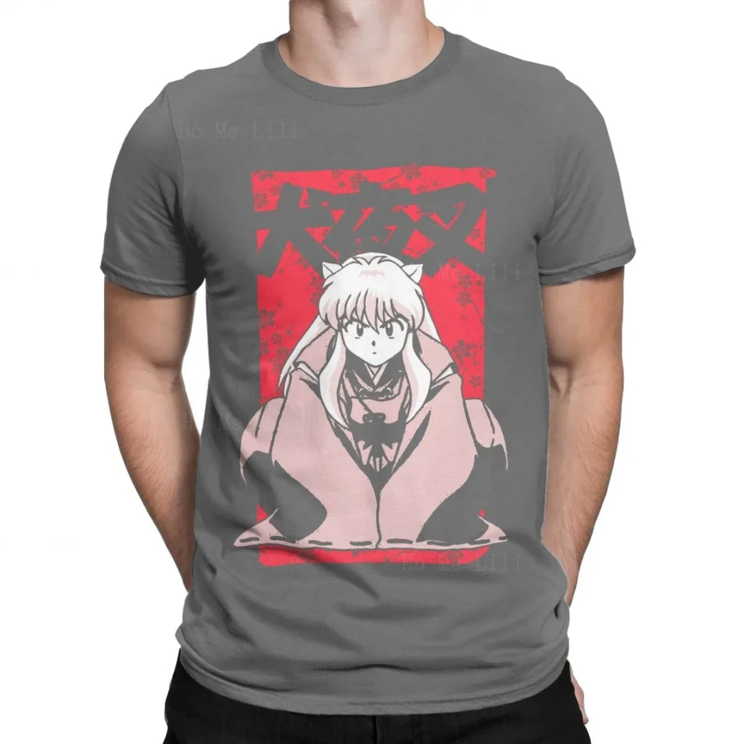 Винтажные футболки Feudal Demon Inuyasha для мужчин, хлопковые футболки с круглым вырезом высокого качества в японском стиле аниме, классические топы