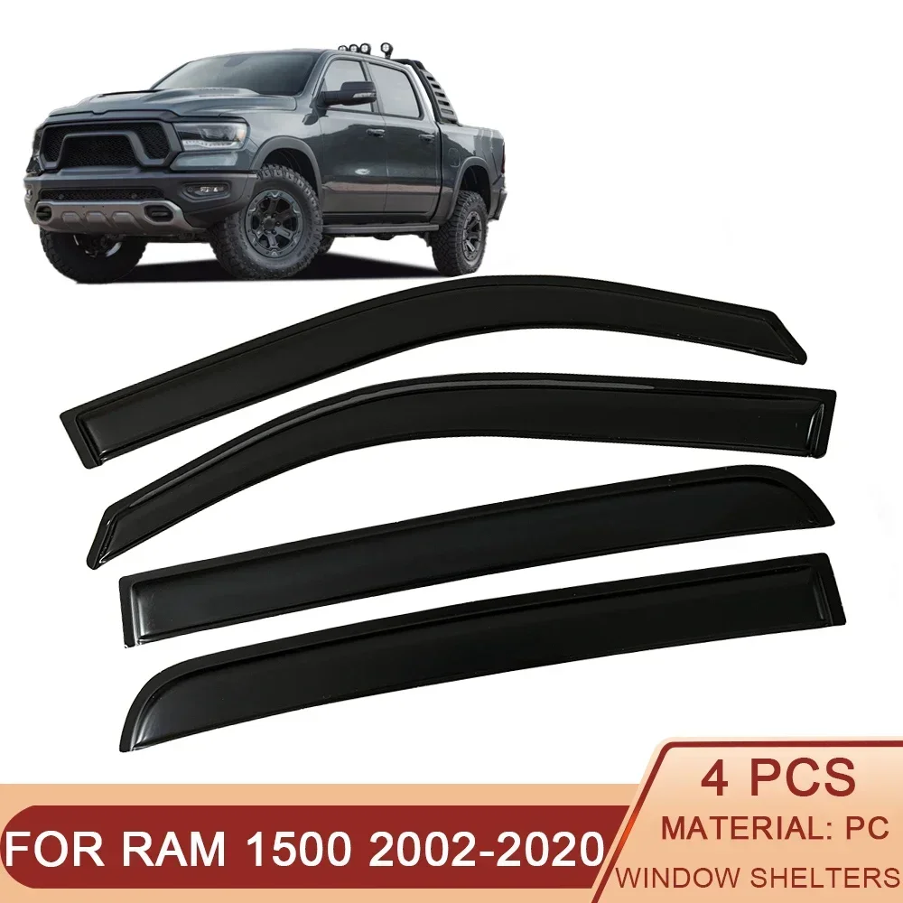 Ветровые дефлекторы для боковых окон автомобиля Dodge RAM 1500 2500-2002, козырек от дождя, дверной козырек, вентиляционный козырек, дымчатый черный козырек