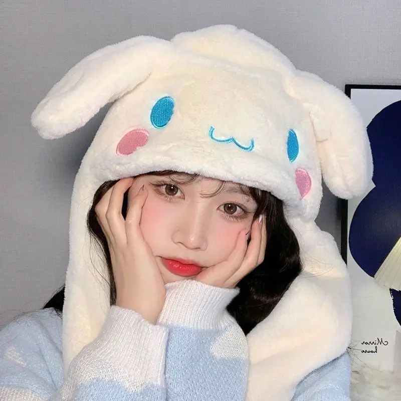 Фото Кавайная шапка Sanrio Cinnamoroll с ушками, мультяшная шапка My Melody Pompompurin, детская шапка, теплая шерстяная шапка для студентов, зимние игрушки для девочек №4