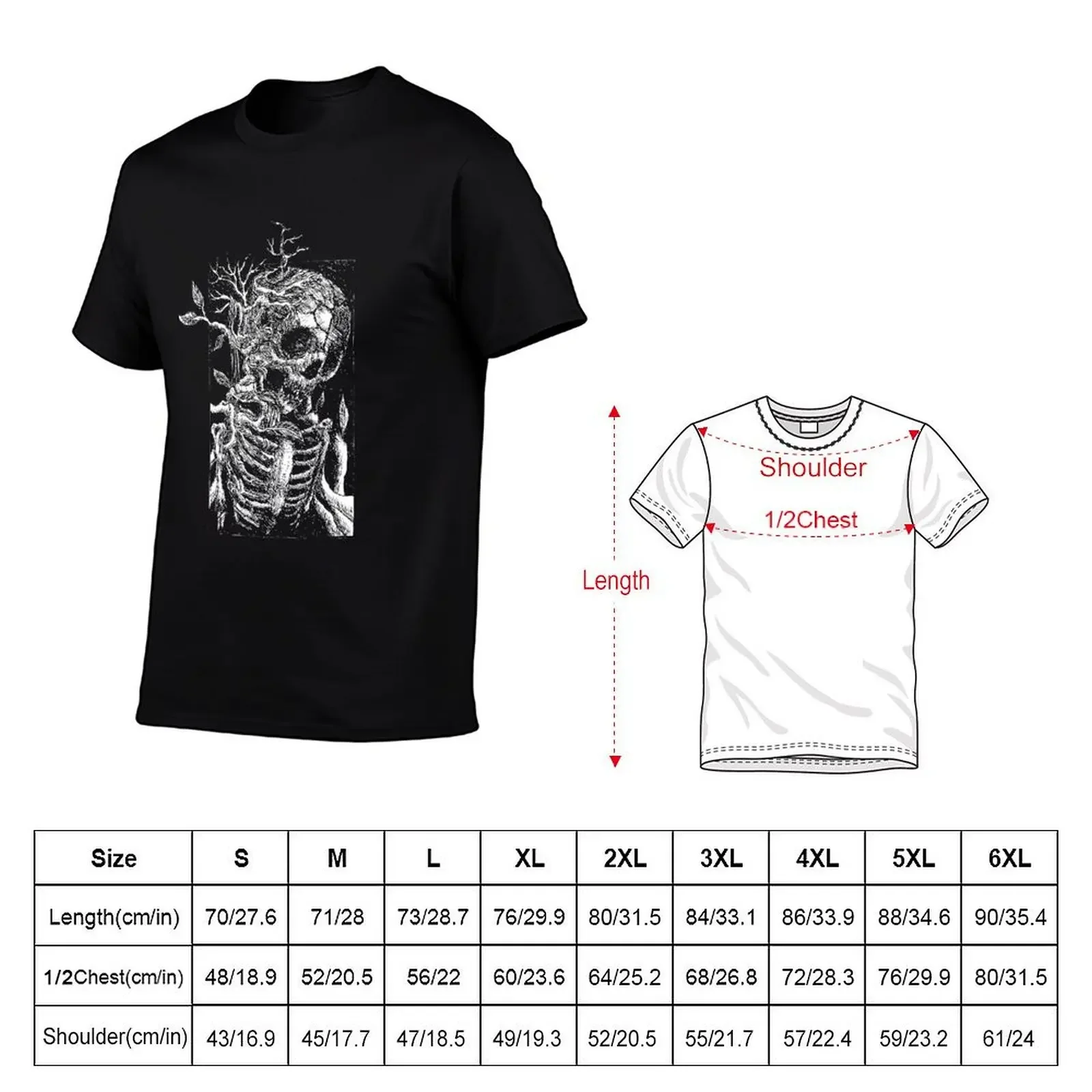 Фото Футболка Epic Skull Life and Death Gothic Nature Skull от KRAFTD, персонализированная синяя арховая винтажная футболка для мужчин №2
