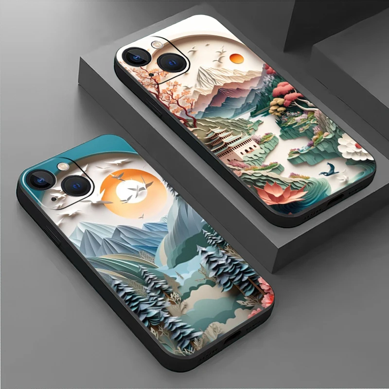 Чехол для Apple iPhone 15 14 11 13 12 Pro 7 X XR XS Max 6 8 Plus SE 2022, мягкий чехол для телефона, бумажный милый пейзаж, креативные воздушные шары