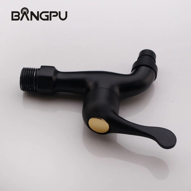 Фото Латунный смеситель с фильтром для воды BANGPU, матовый черный кран с шваброй для бассейна, сада, ванной комнаты, раковины, кухонной раковины, насадки на кран для бассейна №3