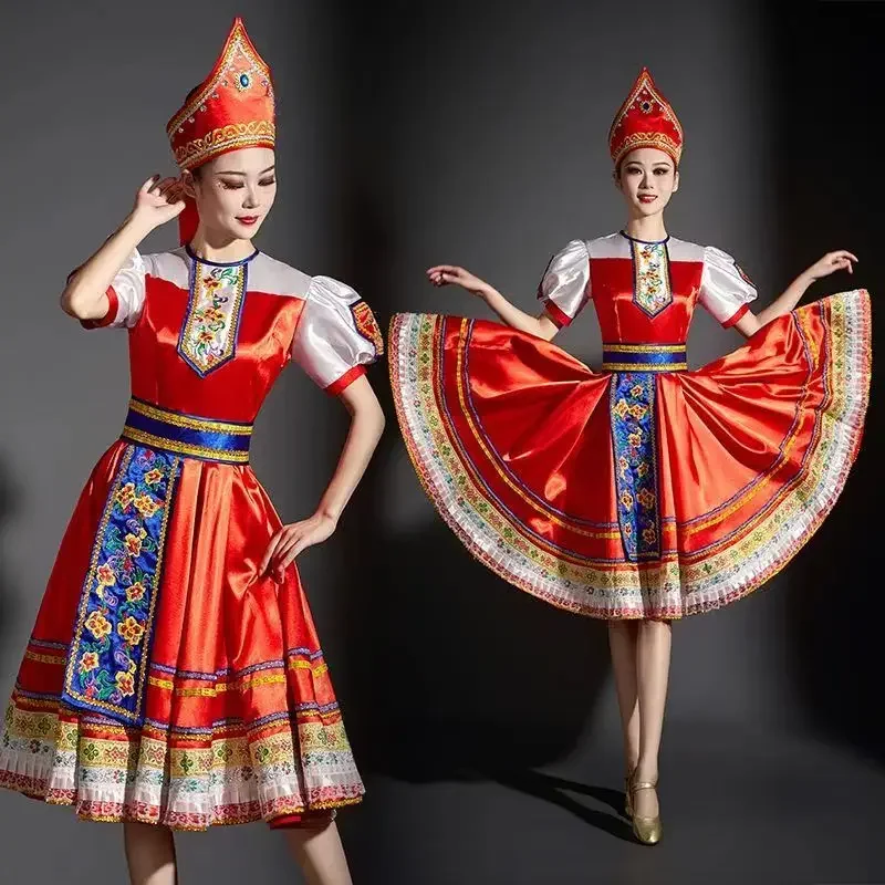Женский костюм русской танцевальной девушки на Хэллоуин, красный сарафан, нарядное платье для народной вечеринки, традиционная русская одежда для взрослых