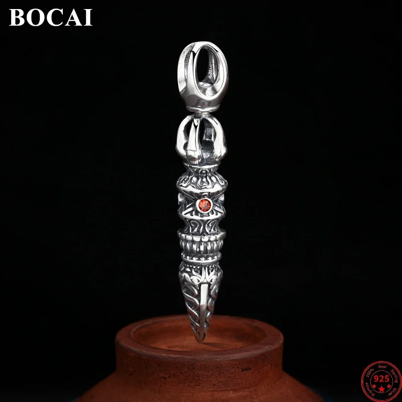 BOCAI S925 Стерлингового Серебра Подвески Подвески для Мужчин Женщин Ретро Вечный Ротанговый Узор Ваджра Пестик Амулет Ювелирные Изделия Оптом