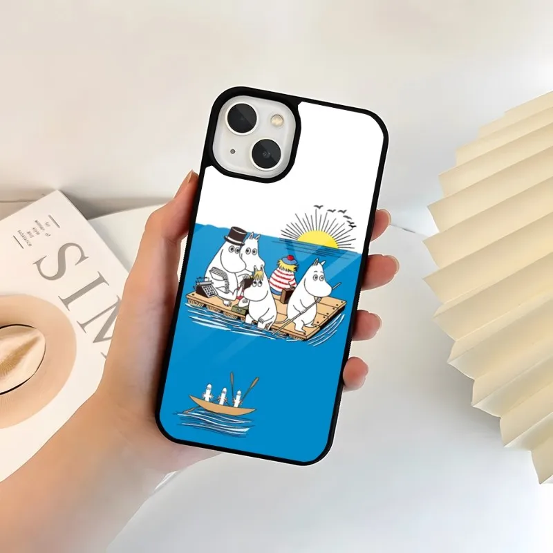 Фото Комикс M-Moomin милый хиппи чехол для телефона ПК + ТПУ для Iphone Apple 12 Pro Max 11 13 14 Mini 6S 8 7 Plus X Xs XR 2020 роскошный чехол-накладка №4