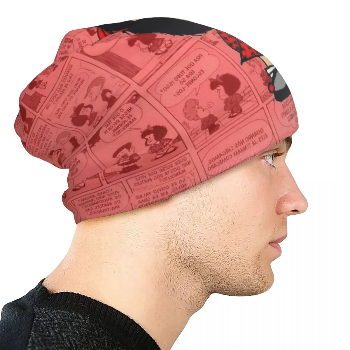 Фото Mafalda мультфильм капот шляпа крутая уличная шапка Skullies шапка аниме унисекс весенние шапки двойного назначения №4