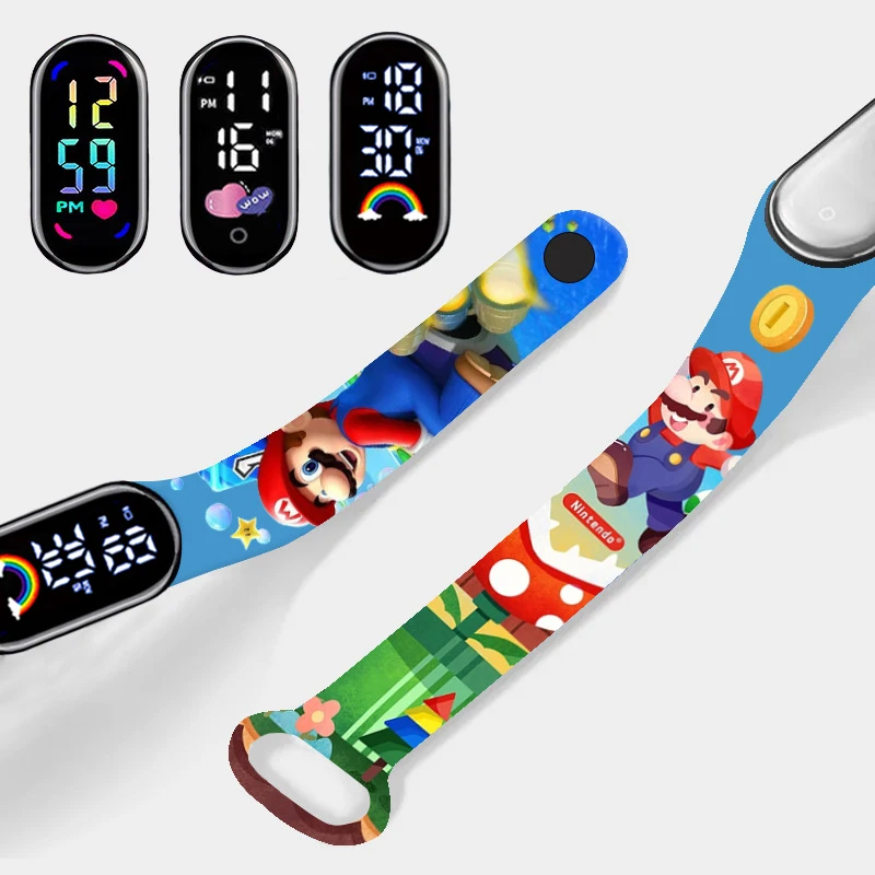 Модные детские часы Mario Bros, фигурки Луиджи, принцесса, персик, Йоши, Боусер, детский спортивный браслет, водонепроницаемая цифра (art.: 3920ccc3affa3) - 3920ccc3affa3