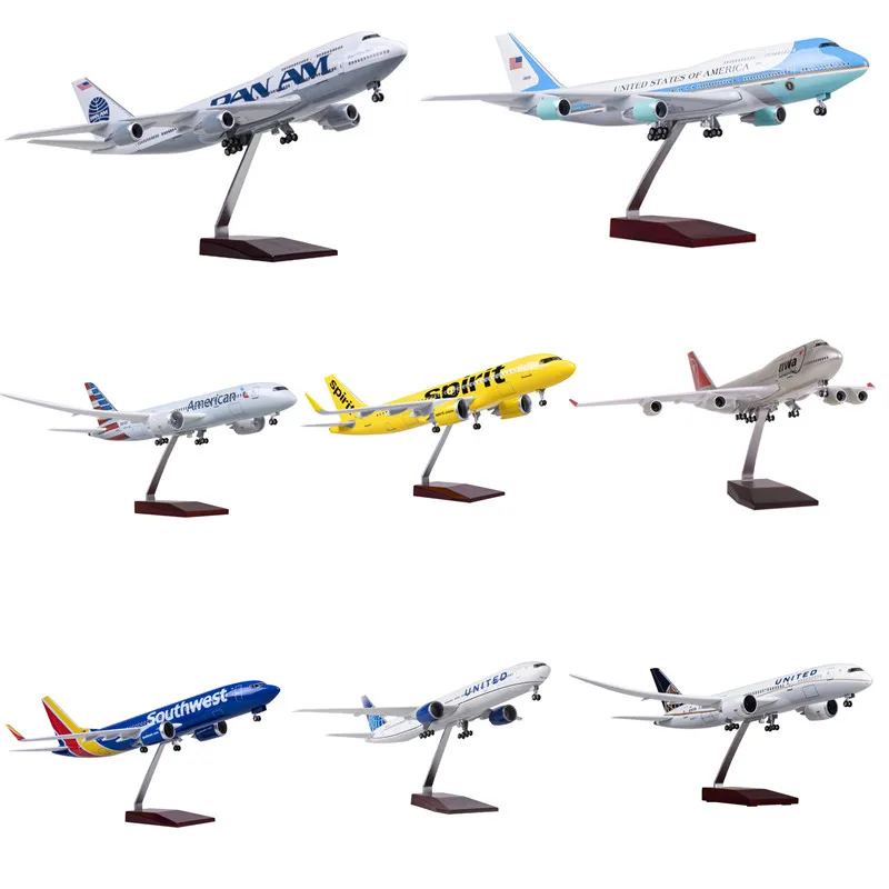 Модель Northwest/Southwest/United/American/Spirit/Pan Am Airlines, литая под давлением смола B737/B747/B777/B787A320, коллекция Neo Airplane