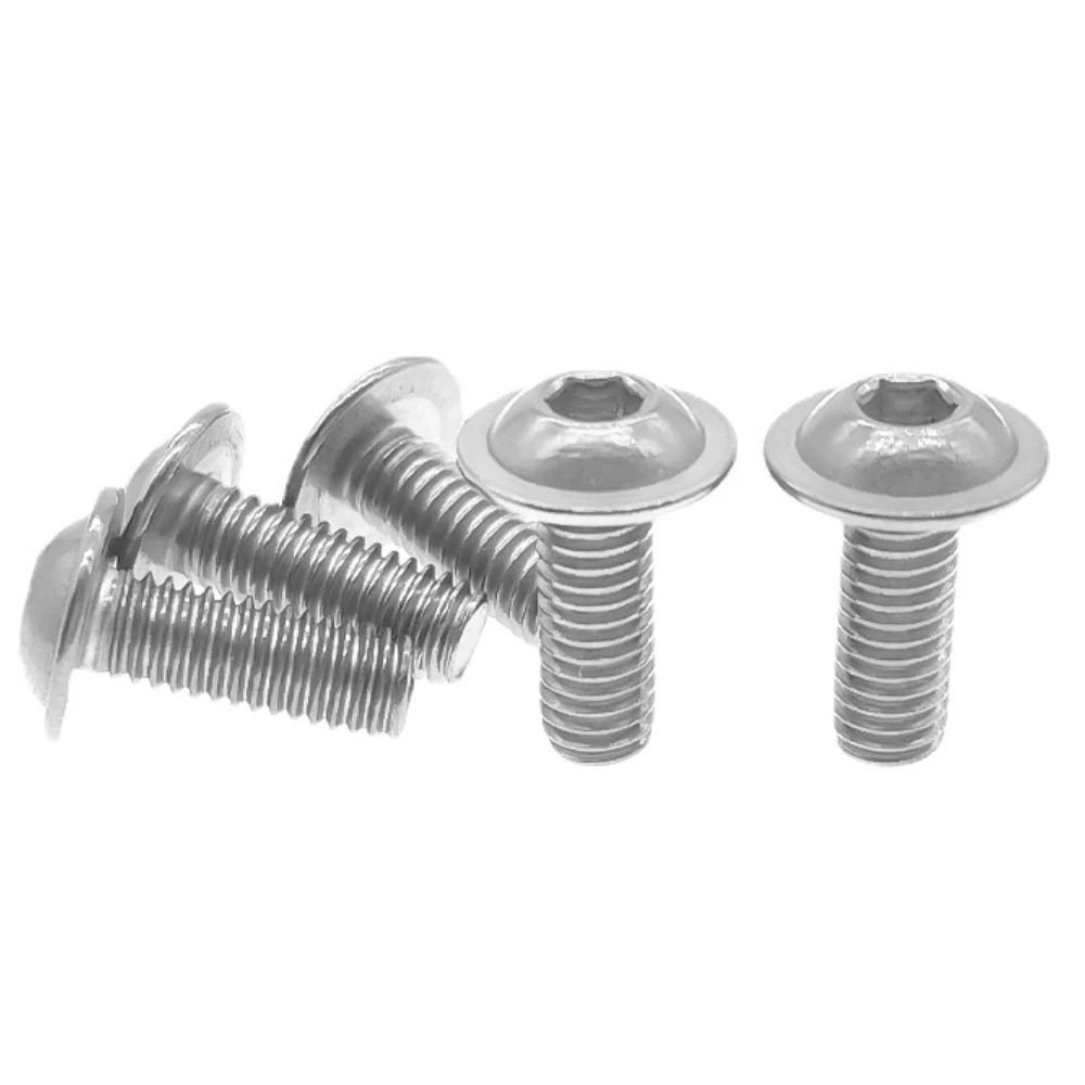5 PCS M6 x 8 10 12 14 16 18 20 25 30mm TA2 GR2 Titanium Buton Head With Flange Hex Allen Scoket Screw Bolts