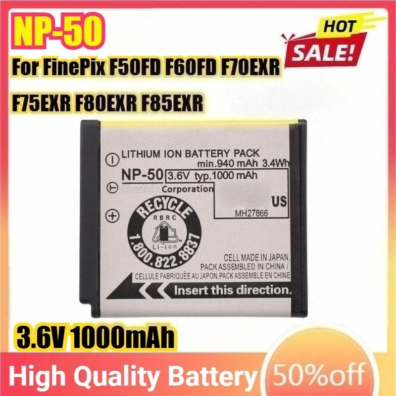 Аккумулятор NP-50 для камеры FUJIFILM FinePix F50FD F60FD F70EXR F75EXR F80EXR F85EXR F100FD F200EXR F300EXR F305EXR 3DW3 F605 F505