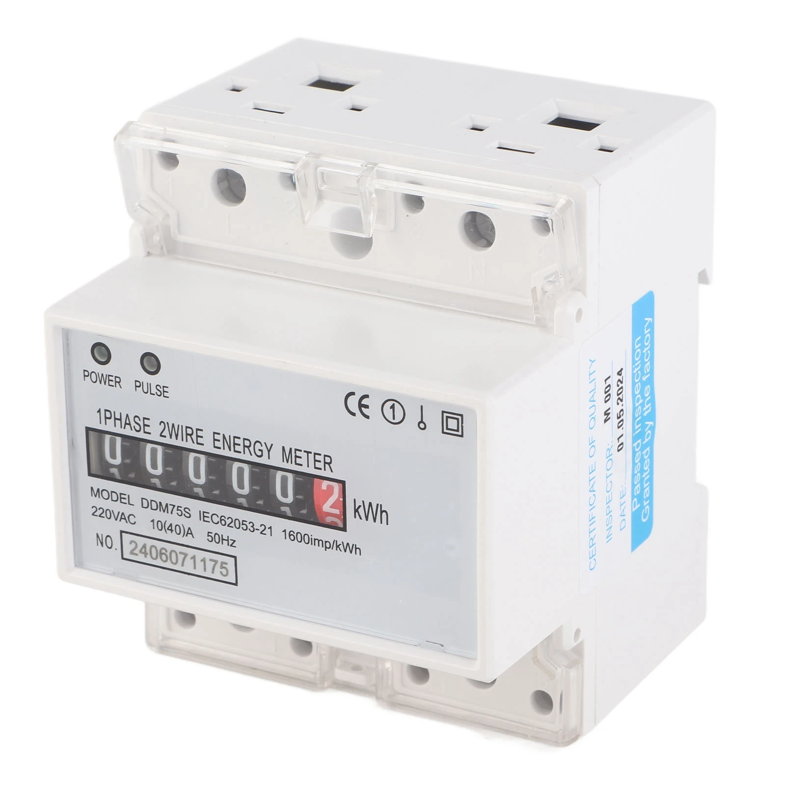 Однофазный 4P Φ Din Rail потребление электроэнергии Wattmeter Mete DDM75S 10 ‑ 40A