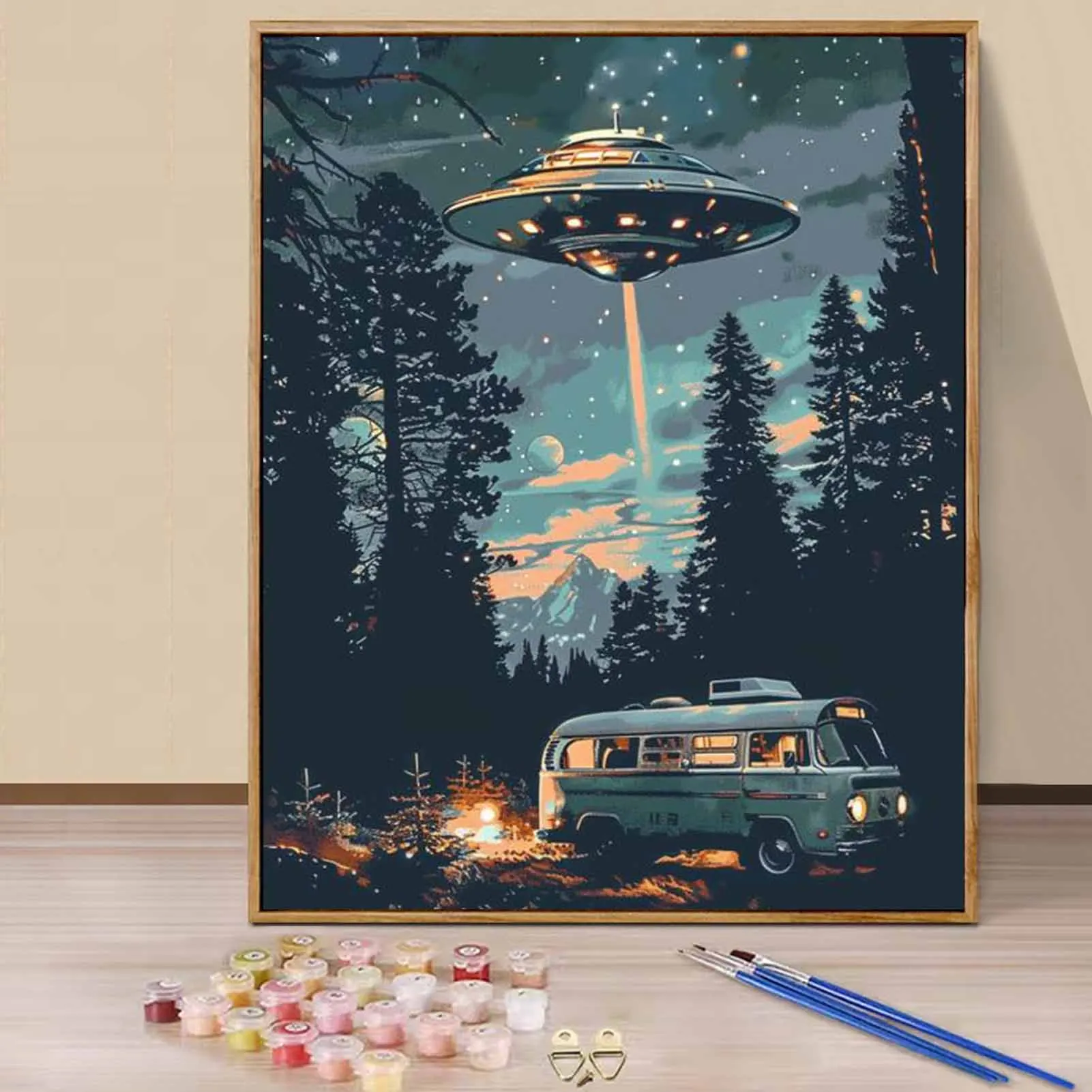 Краска по номерам - 40x50 см, наборы для рисования космическим кораблем для начинающих на цветном холсте, легкое искусство своими руками для домашнего декора в подарок (без рамки)