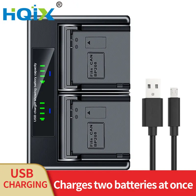 HQIX для Canon MVX1Si MVX430 MVX460 FVM300 Elura 100 IXY DVS1 IVIS DC22 DC200 OpturaS1 Камера BP-208 двойной заряд зарядное устройство Аккумулятор