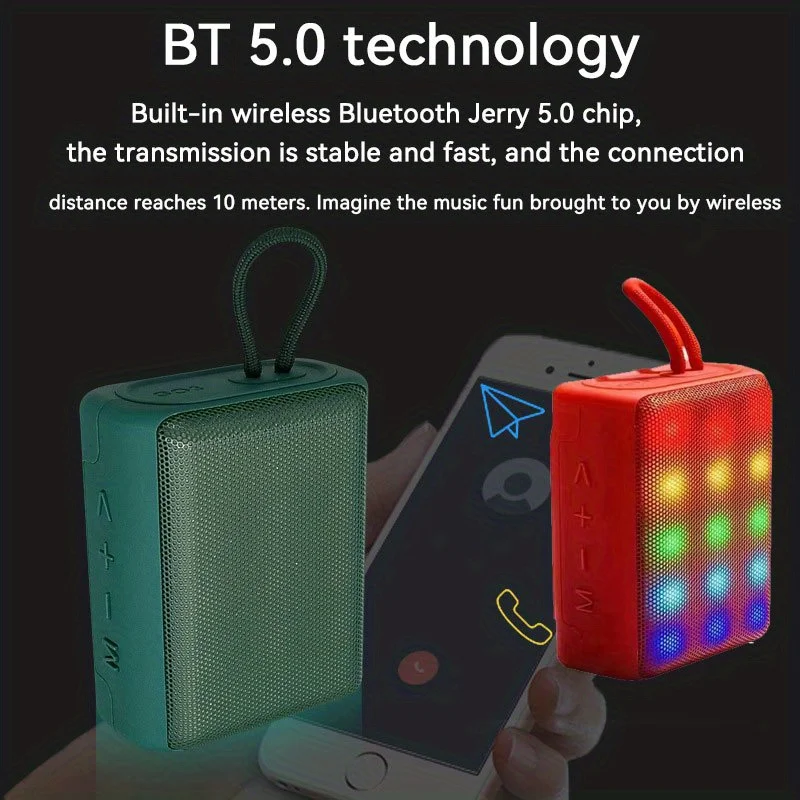 Фото Портативный Bluetooth-динамик AK со светодиодной подсветкой, Новый мини-портативный беспроводной аудиосабвуфер для улицы и семьи №4