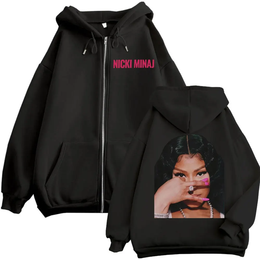 Nicki Minaj Эстетическая графическая толстовка на молнии Harajuku Хип-хоп Поп-музыка Толстовки на молнии Модные пуловеры большого размера Y2k унисекс