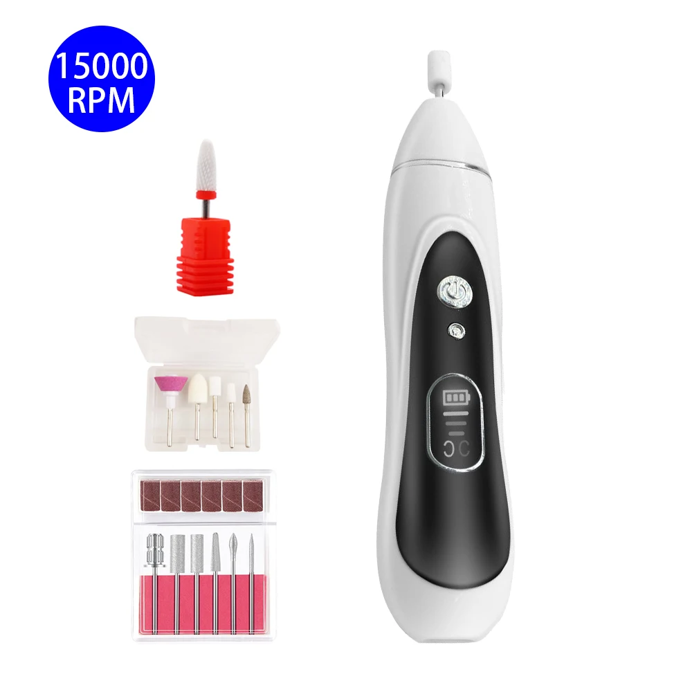 Фото NEW Wireless 15000RPM Nail Machine Rechargeable Manicure Machine Cordless Electric Nail Drill Machine Nail File for all gel №1